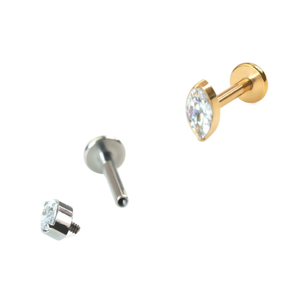 Labret από τιτάνιο με marquise πετράδι