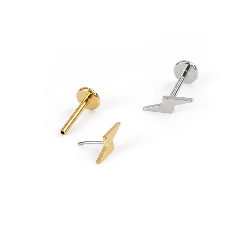 Lightning bolt labret in titanium