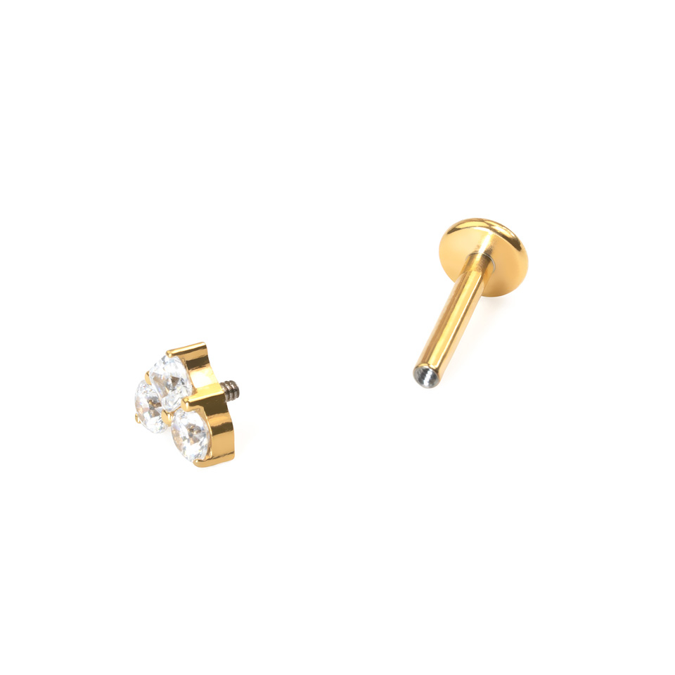 Heart shaped titanium labret with stones