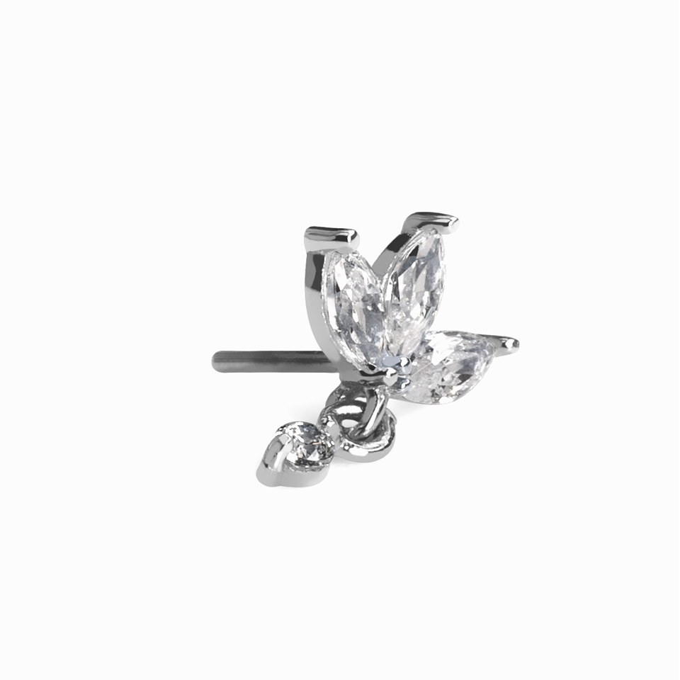 14k gold lotus flower push in top with charm
