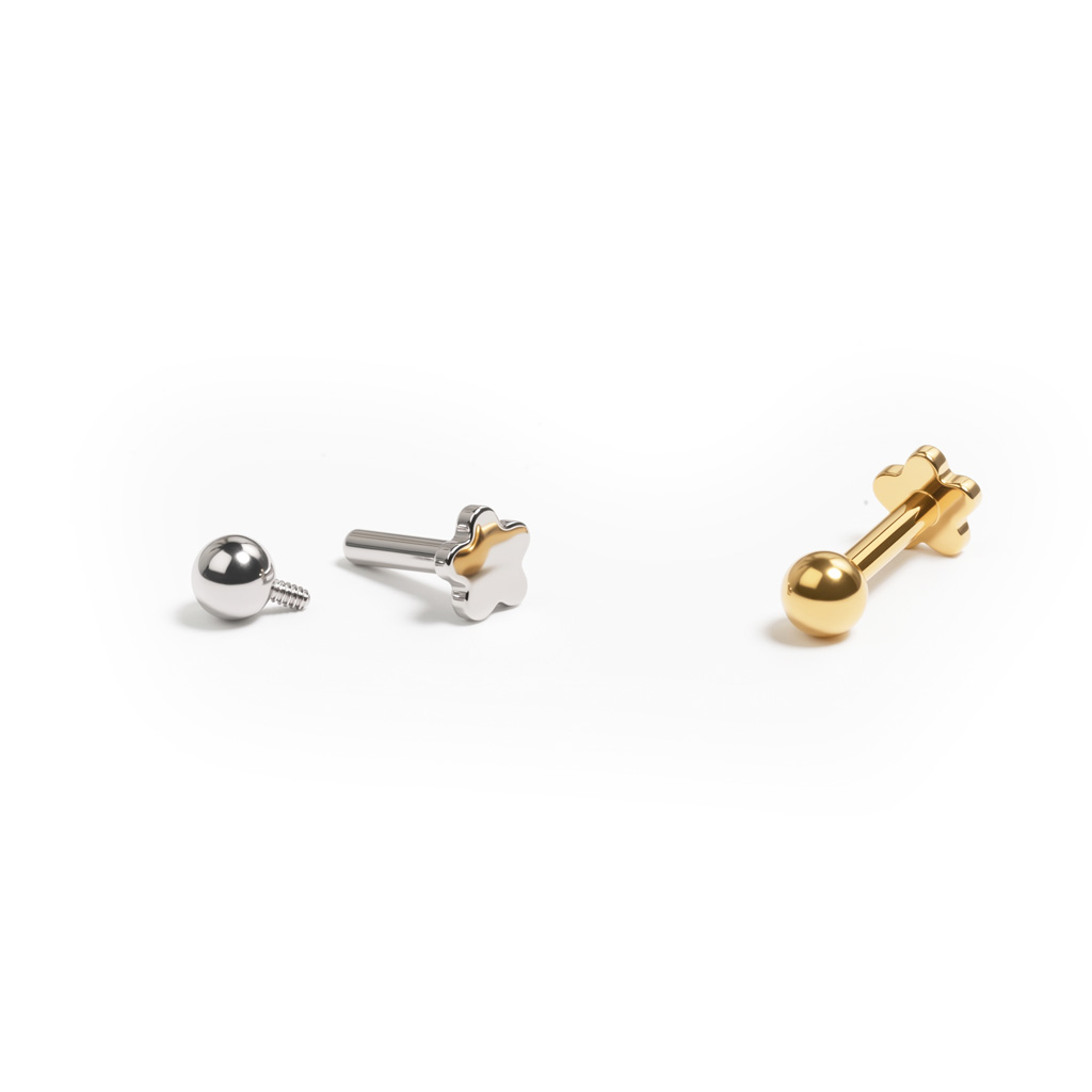 Flower flat back titanium labret