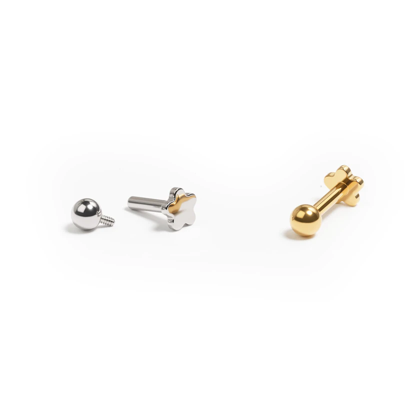 Flower flat back titanium labret