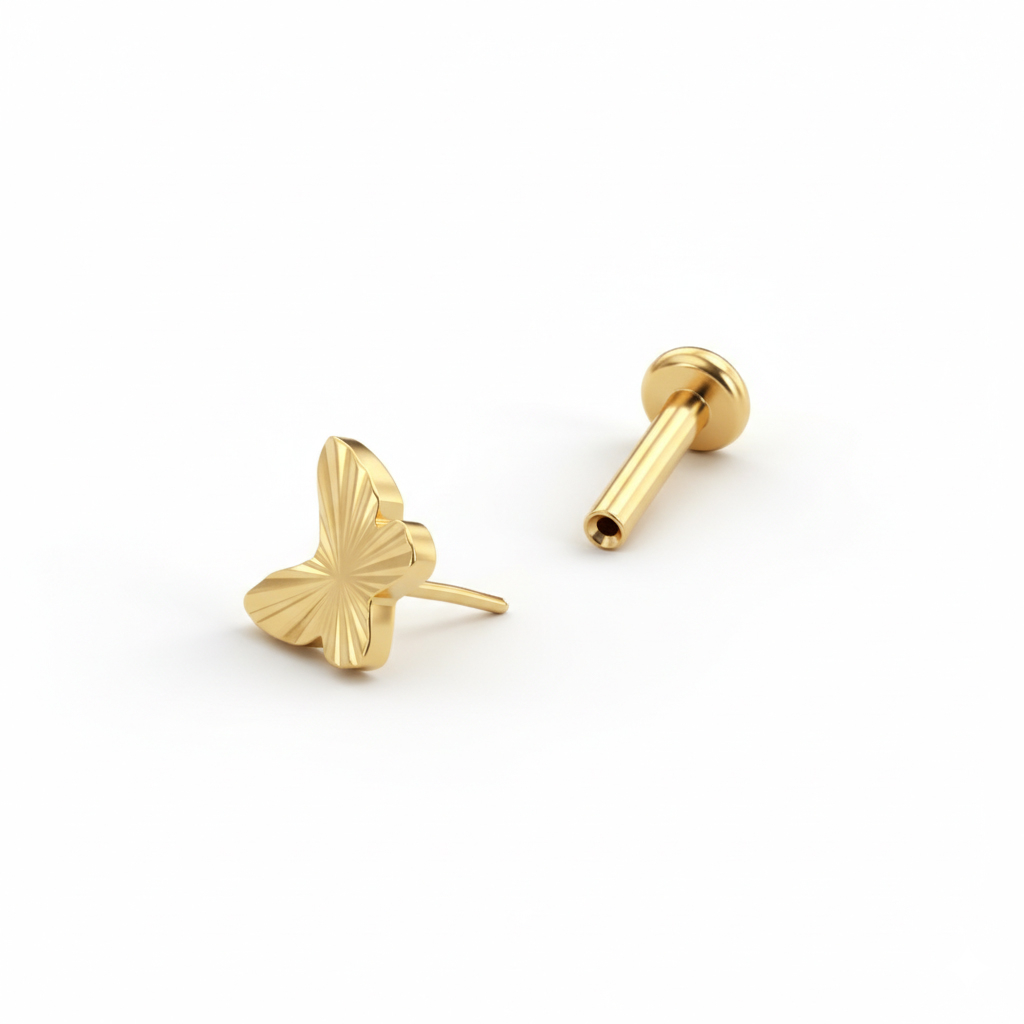 Textured butterfly titanium labret