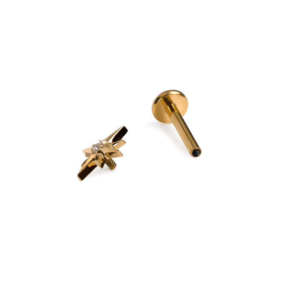 Titánová labreta v tvare hviezdy s kamienkom uprostred