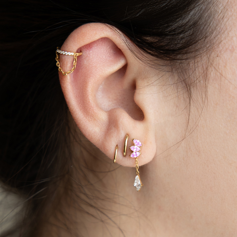 Titanium labret with trio of stones in choice of color