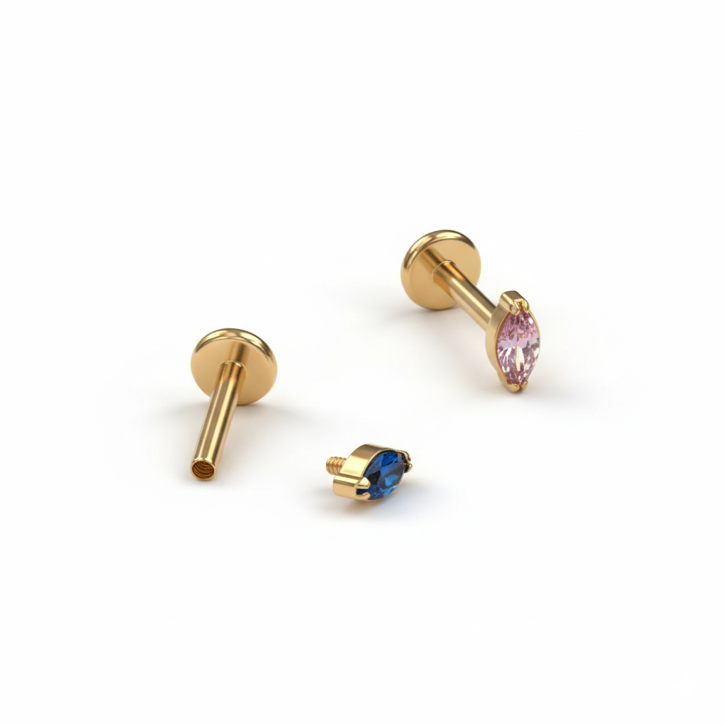 Titanium labret with choice of stone color