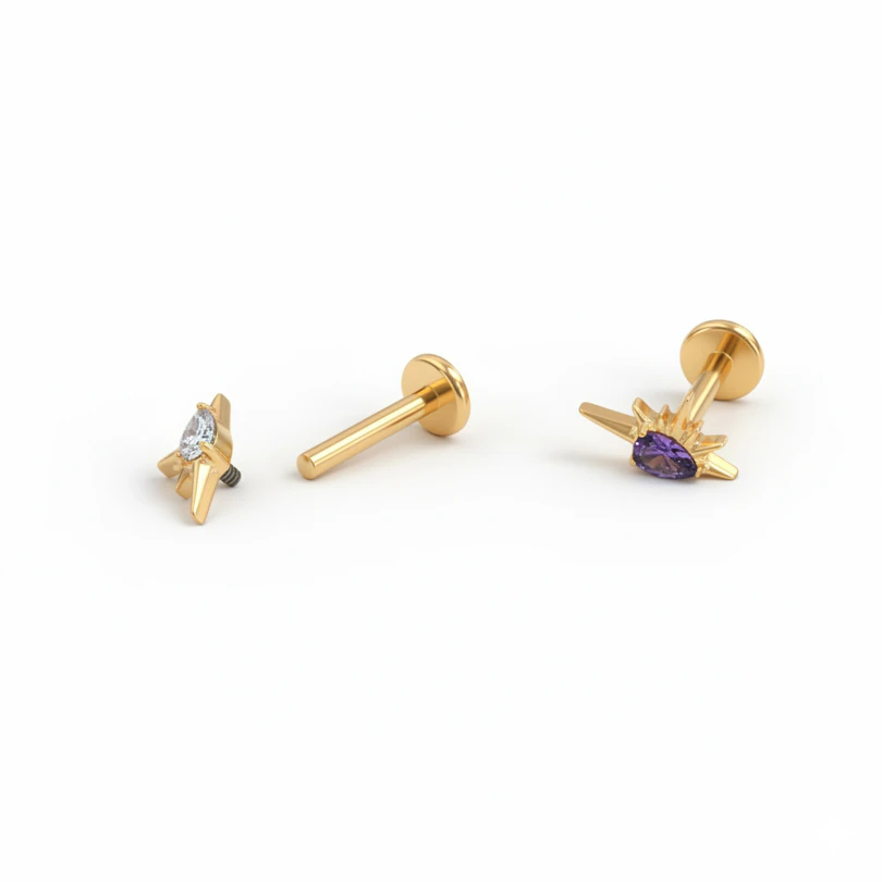 Μισός ήλιος labret από τιτάνιο
