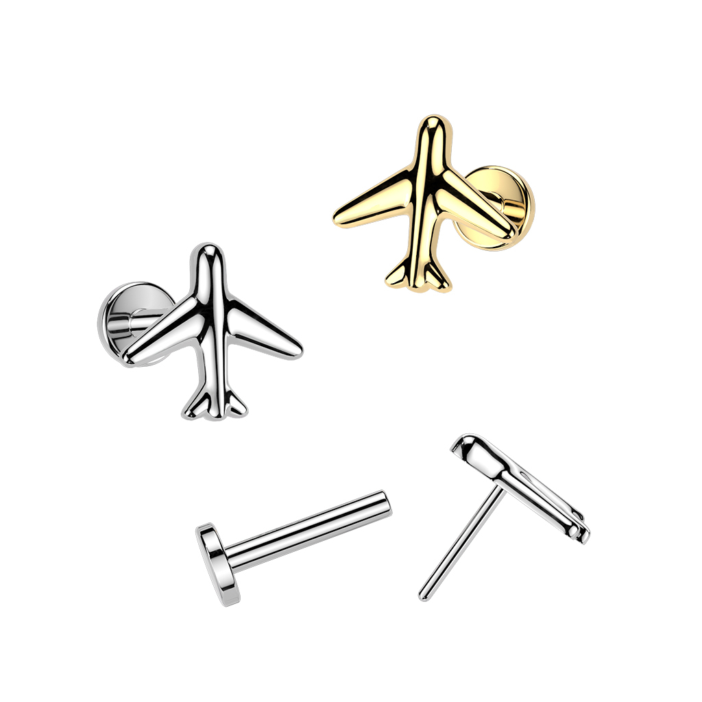 Titanium aeroplane labret