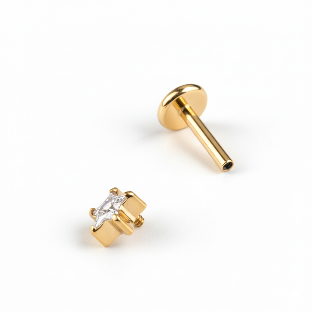 Titánová labreta s kamienkom v tvare hviezdy