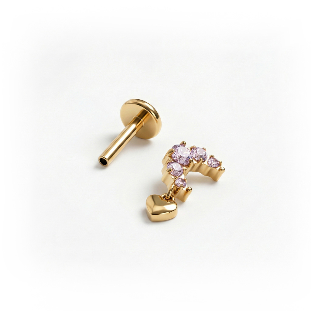 Titanium moon with pink stones