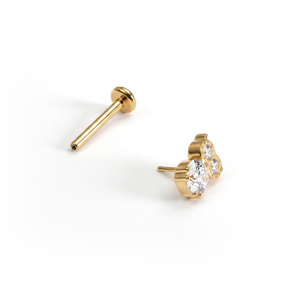 Titanium owl labret with gemstones