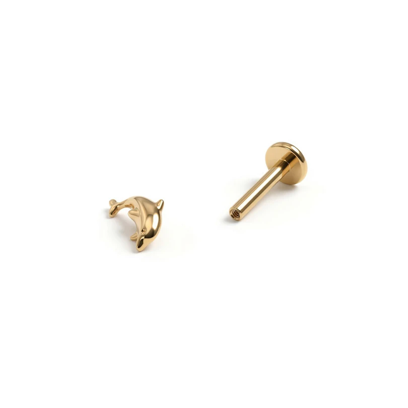 Labret iz titana z motivom delfina