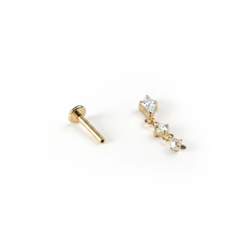 Titanium labret with cascading stones