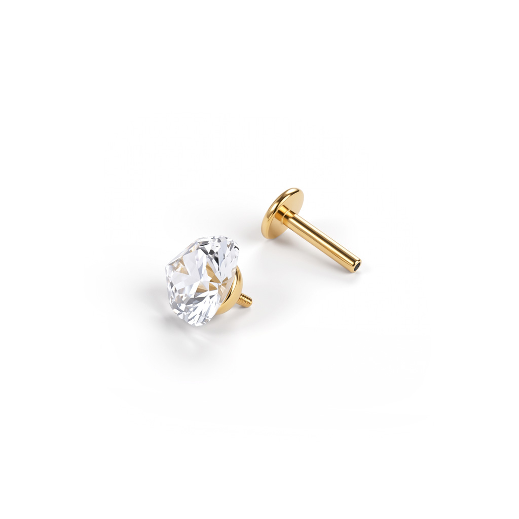 Labret with heart shaped stone