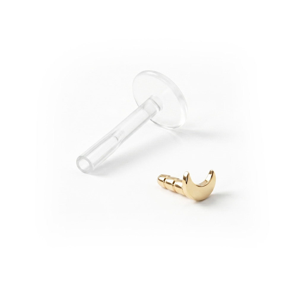 Labret od 14K zlata s polumjesecom