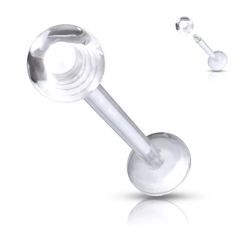 Labret with threaded transparent ball