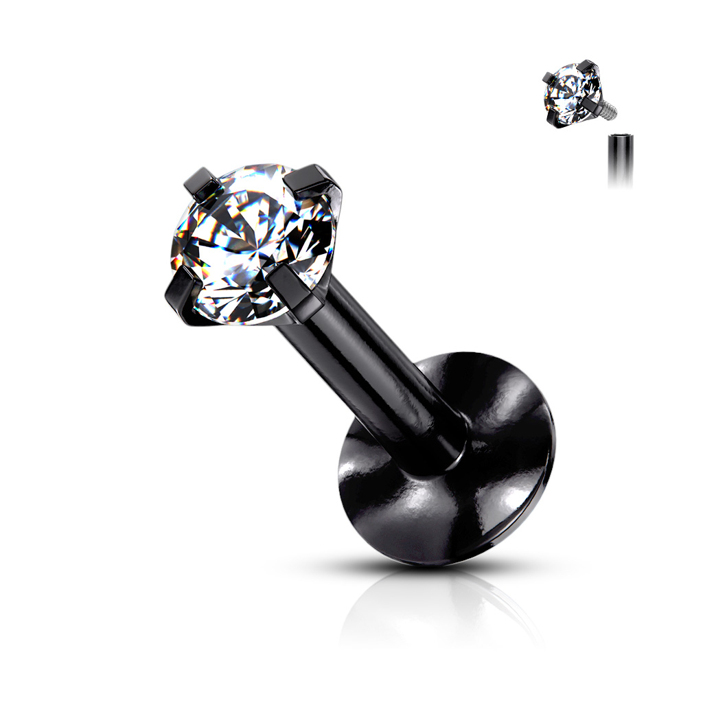 Labret z notranjim navojem in majhnim kamnom