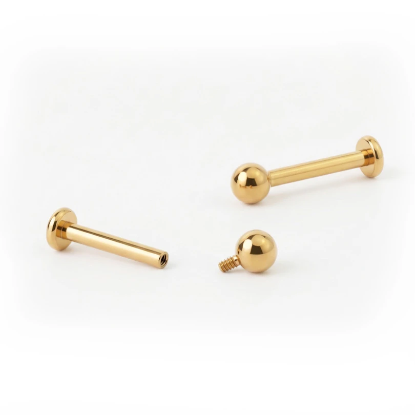 Labret made of titanium with internal thread in different colors