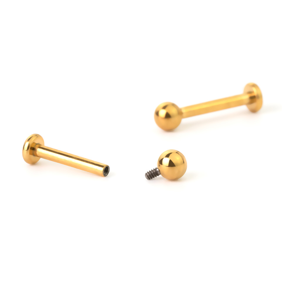 Labret made of titanium with internal thread in different colors