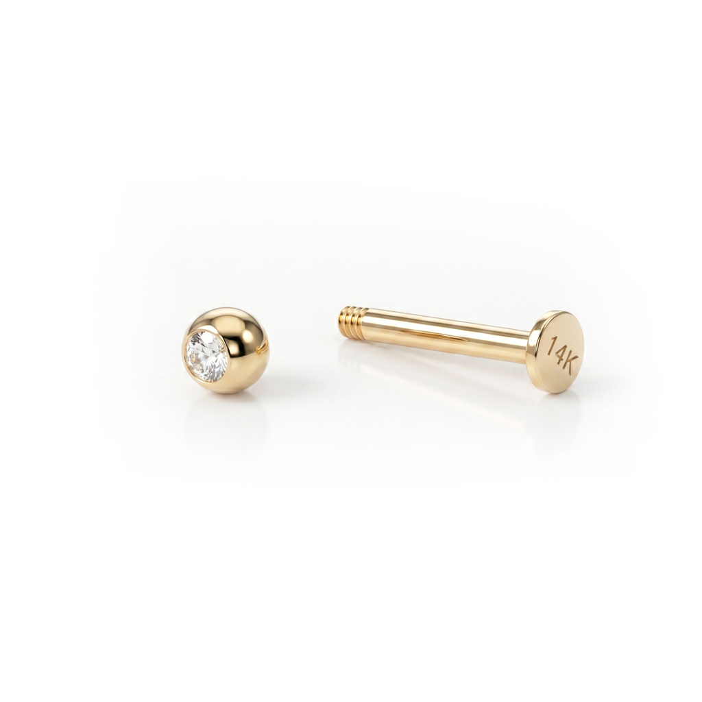 Labret από 14Κ χρυσό με πετράδι