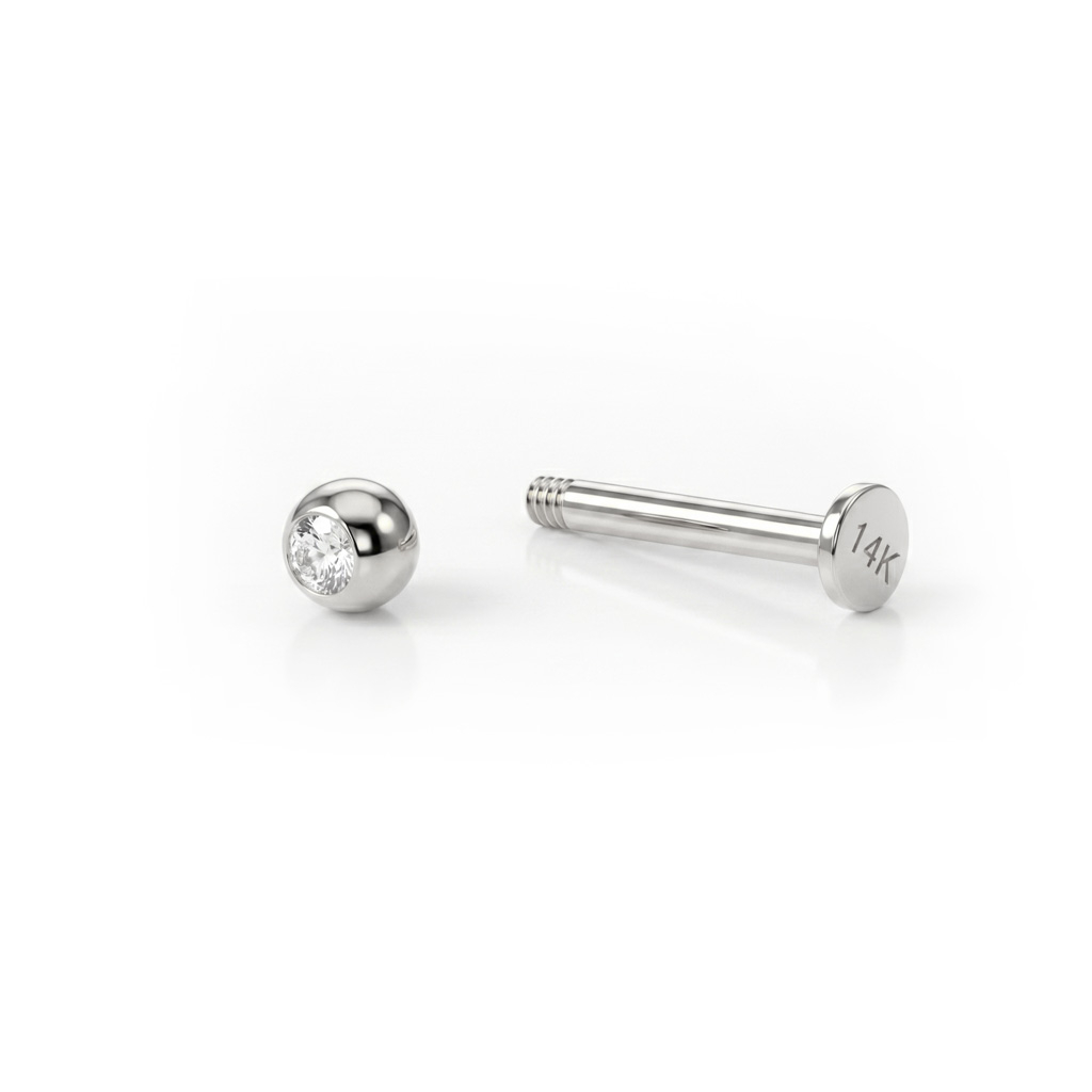 Labret iz 14-kt zlata s kamnom