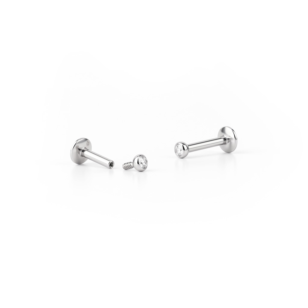 Labret with tiny internally threaded stud