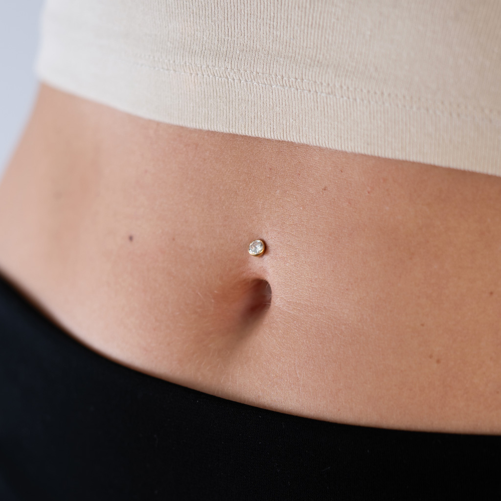 Floating belly ring in titanium