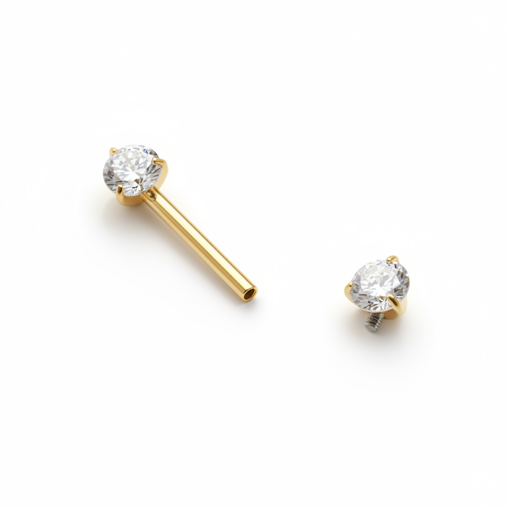 Nipple titanium barbell with stones