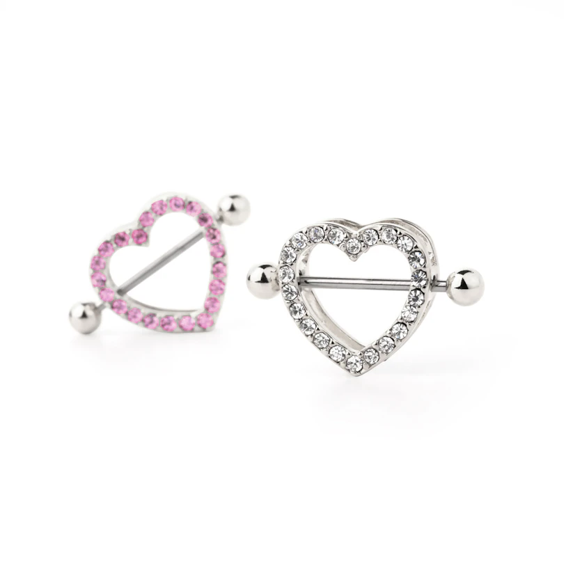 Nipple shield with studded heart shape