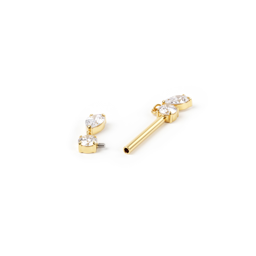 Titanium nipple barbell with gemstone dangles