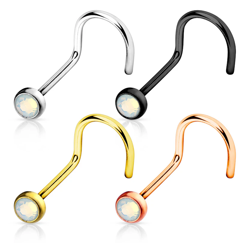 Nose screw in different colors with opalite stone