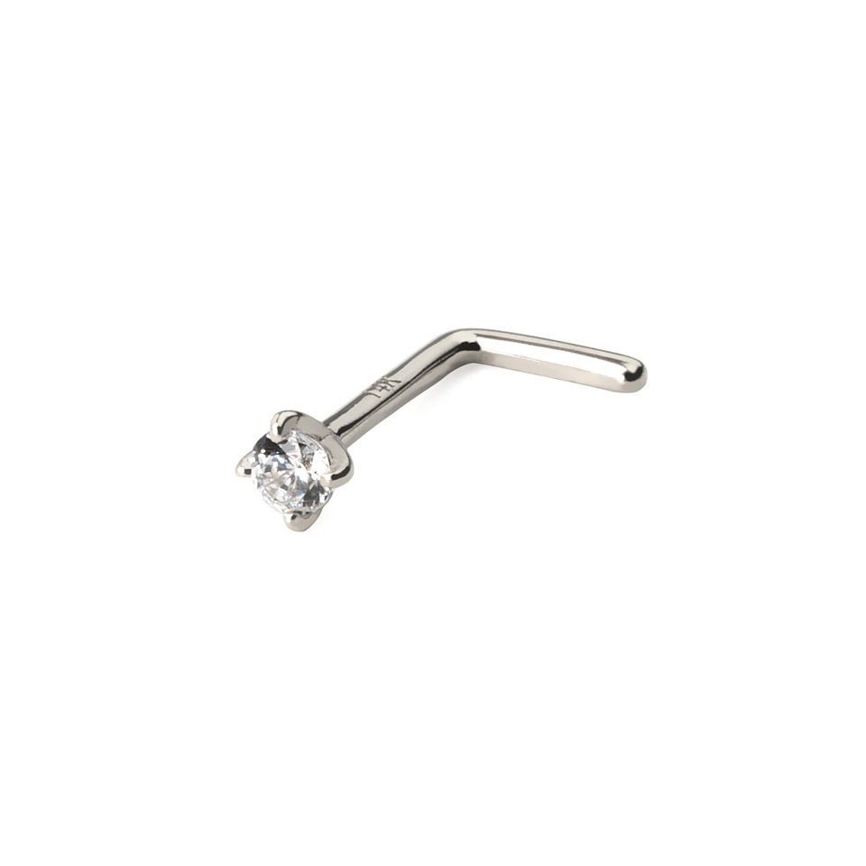 Nose ring made of 14k gold with round stone