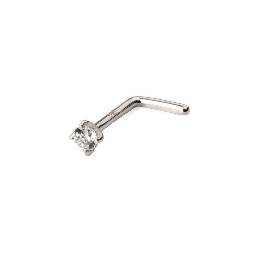 Nose ring made of 14k gold with round stone