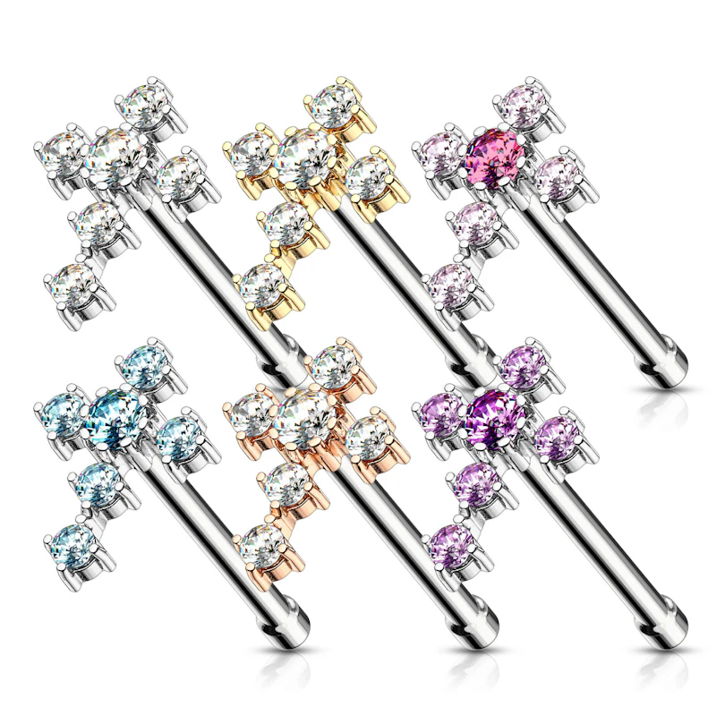 Nose stud with studded cross