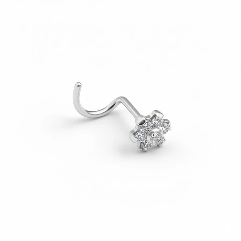 Flower titanium nose stud