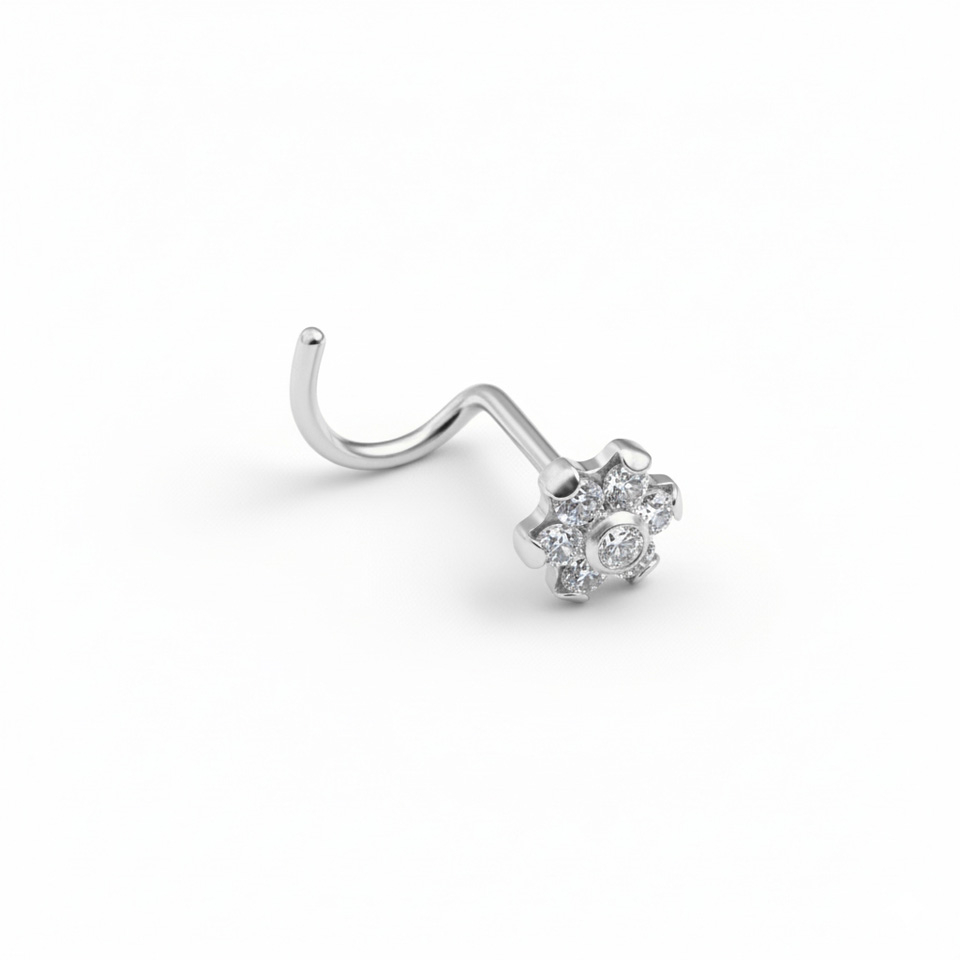 Flower titanium nose stud