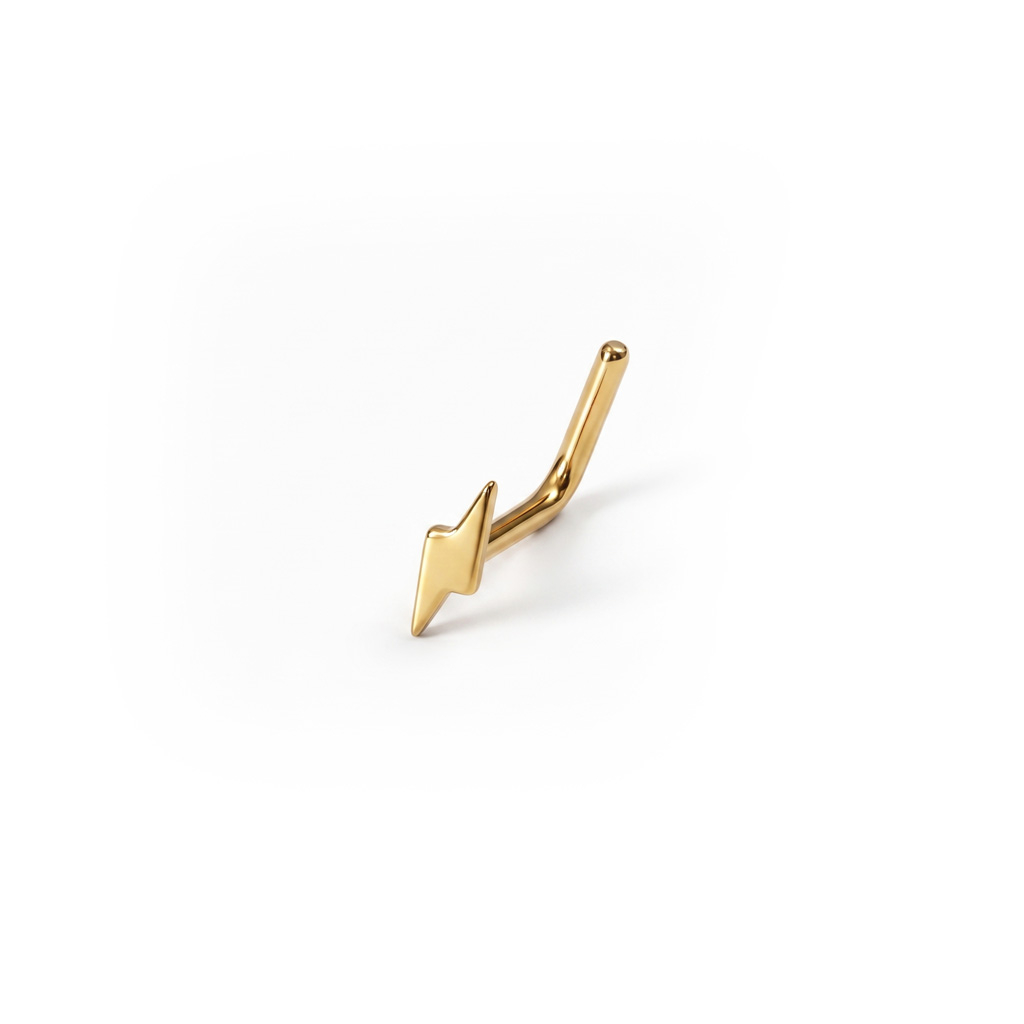 Lightning bold nose stud in titanium