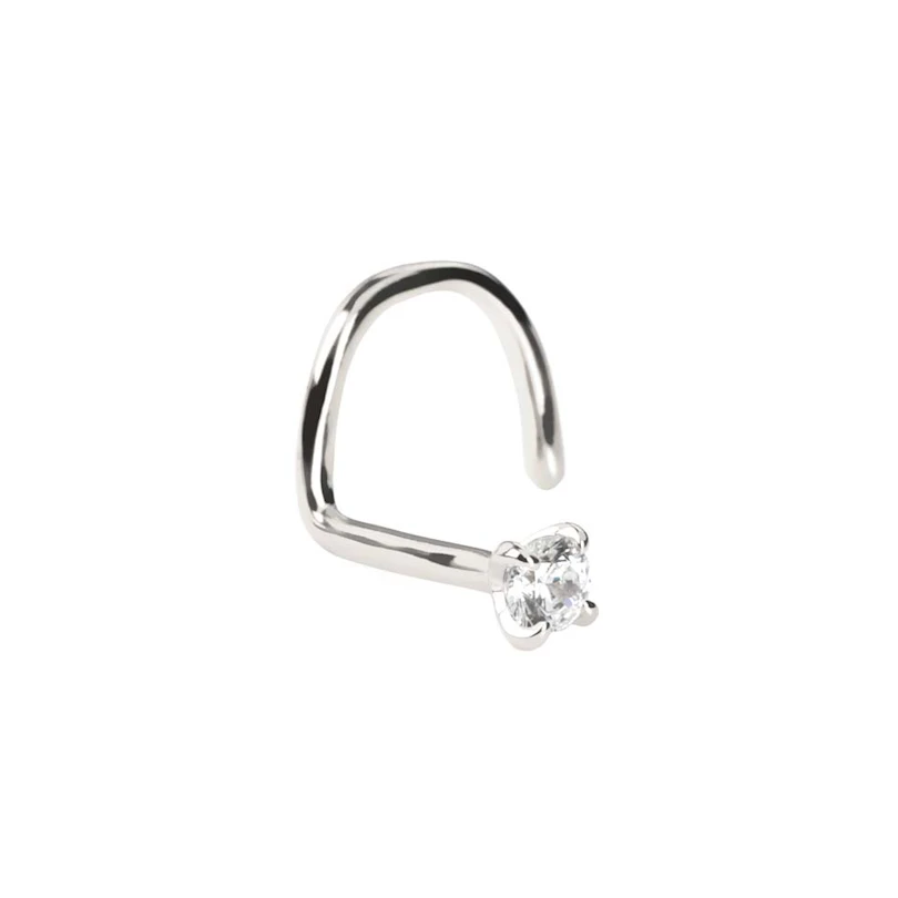 Nose screw made of solid 14k gold with stone