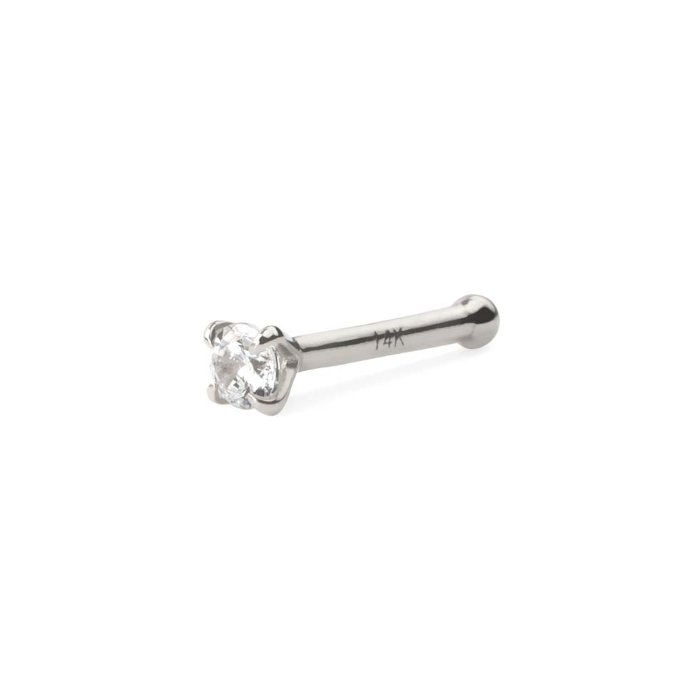 Nose stud made of 14k gold with top gem