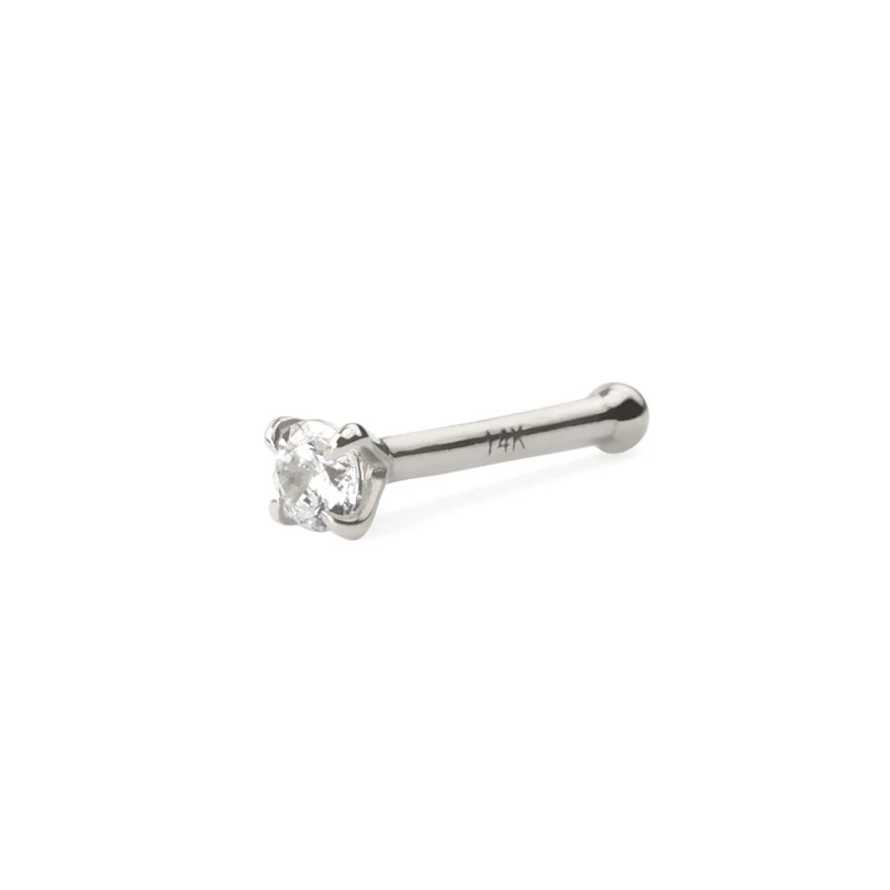 Nose stud made of 14k gold with top gem