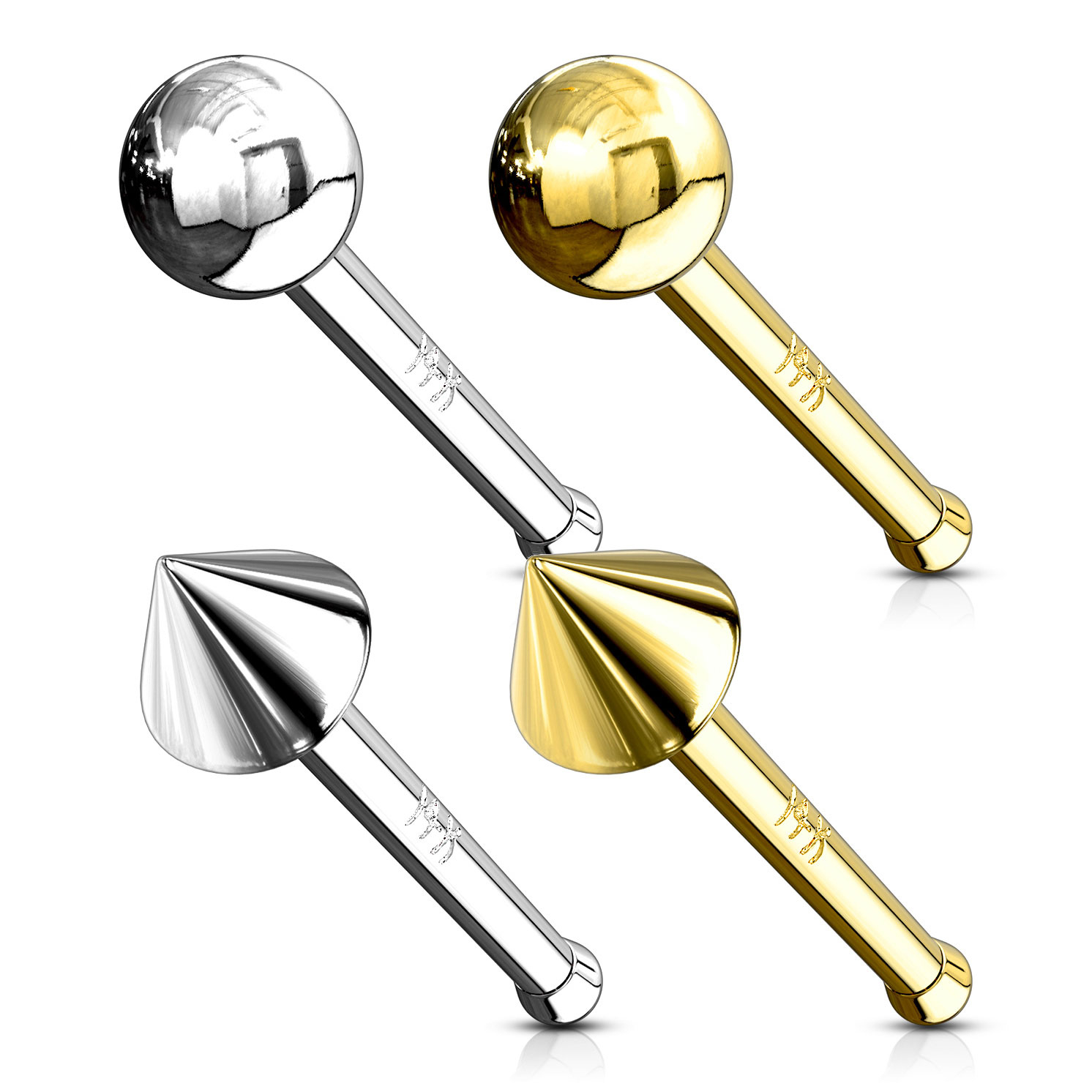 Nose stud made of 14k gold with ball