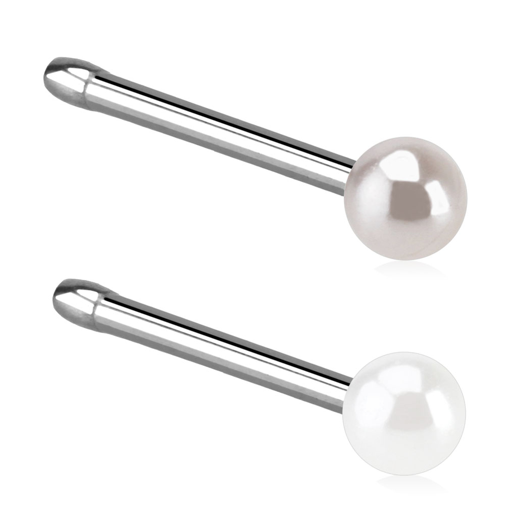Nose stud with acrylic pearl ball