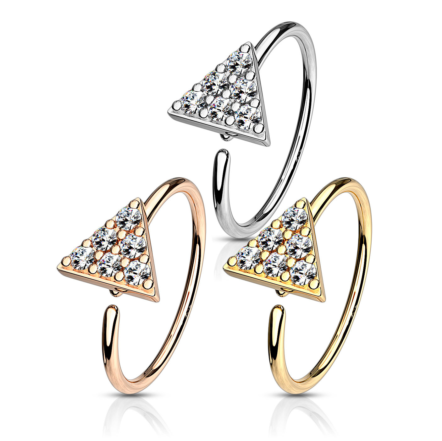 Seamless ring with studded triangle