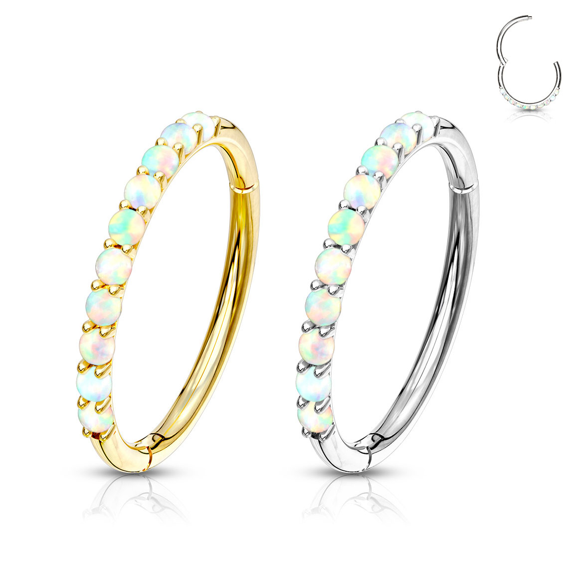 Clicker κρίκος από 14Κ χρυσό με οπαλίτες