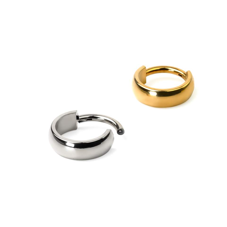 Titanium hinged segment ring with large outward-facing arch