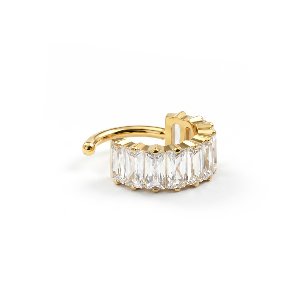 Titanium ring with statement baguette stones
