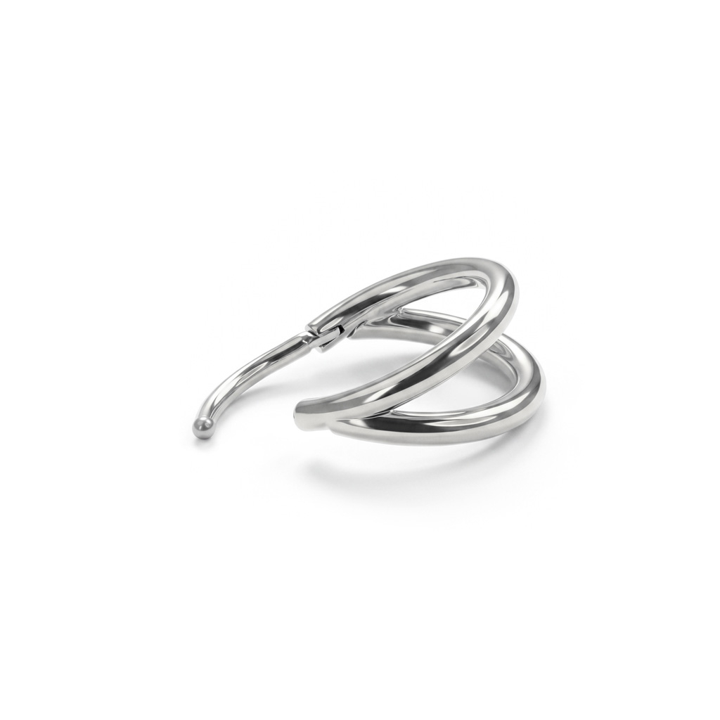 Double hooped ring in titanium