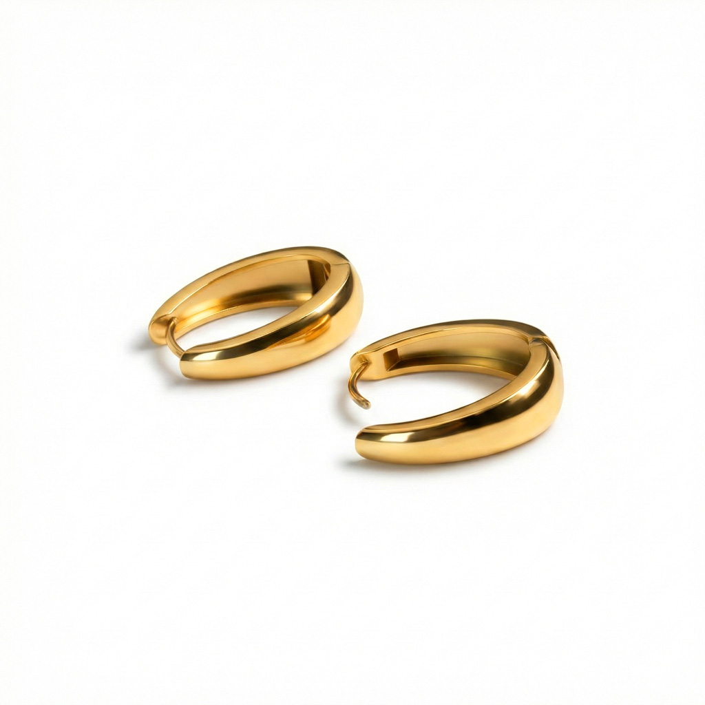 Pair of oval hoop earrings