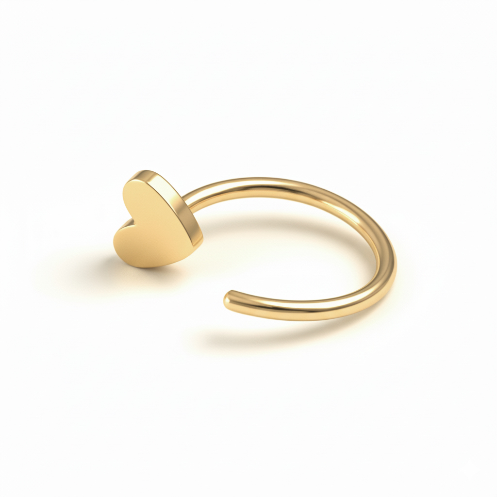 Odprt hoop obroček iz titana s srčkom