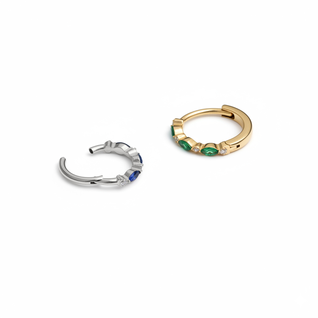 Titanium ring with colored stones